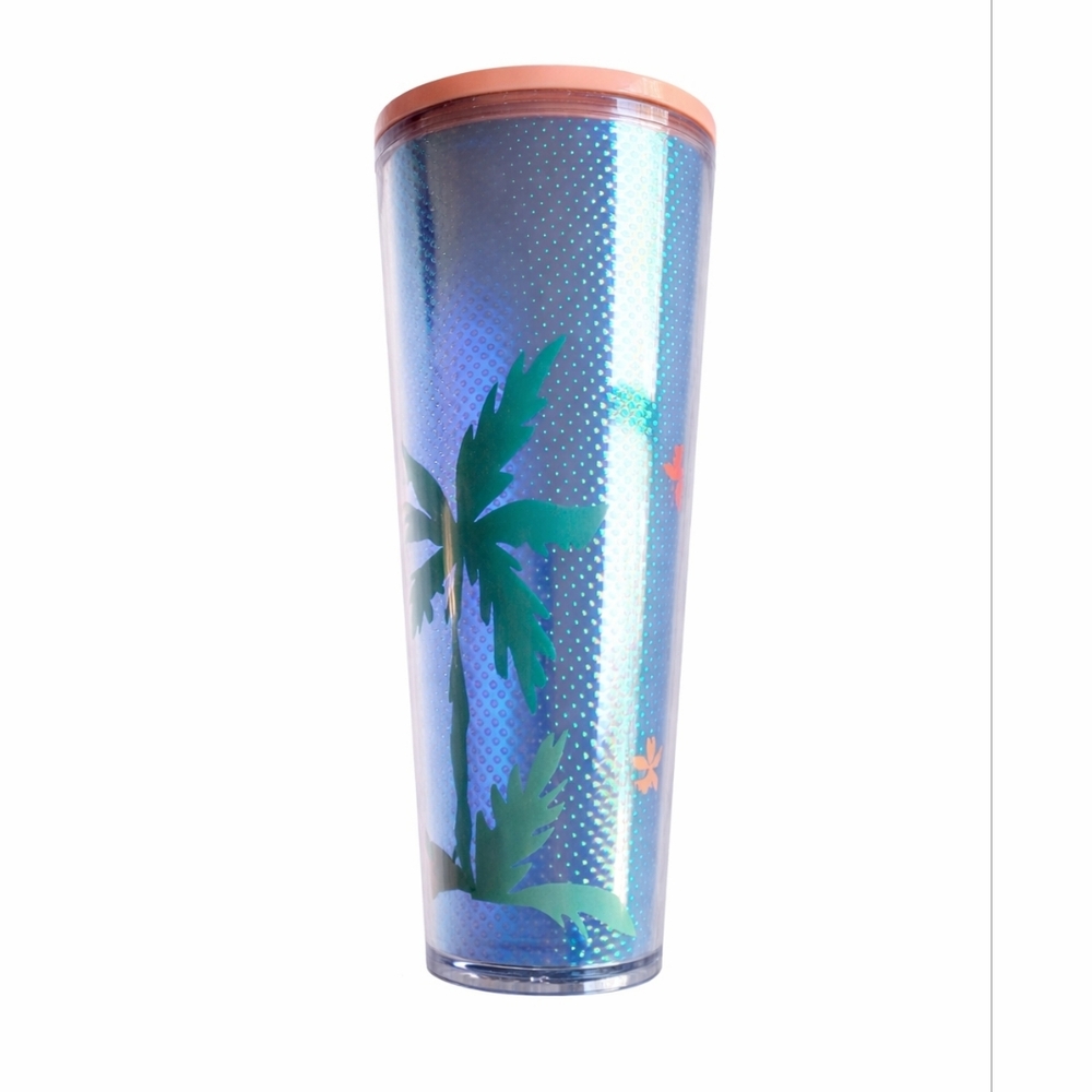 NEW Starbucks 24oz Iridescent Palm Tree Cold Cup Tumbler